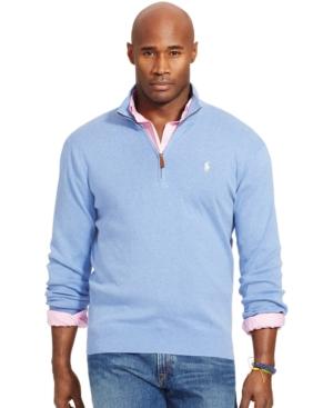 Polo Ralph Lauren Men's Big And Tall Half-zip Pima Sweater
