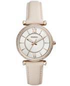 Fossil Women's Carlie Winter White Leather Strap Watch 35mm