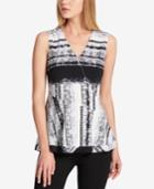 Dkny Printed Asymmetrical Surplice Shell