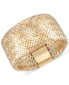 Italian Gold Openwork Mesh Stretch Ring In 14k Gold, Made In Italy