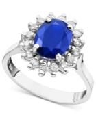 Royalty Inspired By Effy Sapphire (2 Ct. T.w.) And Diamond (1/2 Ct. T.w.) Oval Ring In 14k White Gold