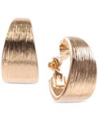Anne Klein Gold-tone Textured Clip-on Hoop Earrings