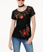 Inc International Concepts Embroidered Lace T-shirt, Created For Macy's