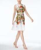 Tommy Hilfiger Floral-print Belted Fit & Flare Dress