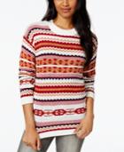 Cotton Emporium Juniors' Chevron Stripe Pullover Sweater