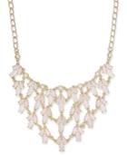 Inc International Concepts Gold-tone Pink Stone & Imitation Pearl Statement Necklace, 19 + 3 Extender, Created For Macy's