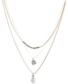 Kenneth Cole New York Two-tone Disc And Faceted Bead Three-row Necklace