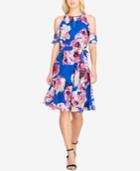 Tahari Floral-print Cold-shoulder Dress