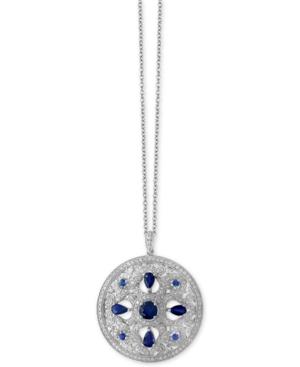 Royale Bleu By Effy Sapphire (1-3/4 Ct. T.w.) And Diamond (9/10 Ct. T.w.) Pendant Necklace In 14k White Gold