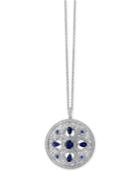 Royale Bleu By Effy Sapphire (1-3/4 Ct. T.w.) And Diamond (9/10 Ct. T.w.) Pendant Necklace In 14k White Gold