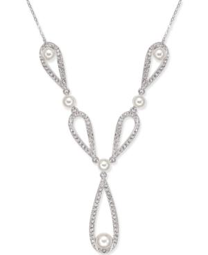 Danori Silver-tone Crystal Pave Teardrop Lariat Necklace