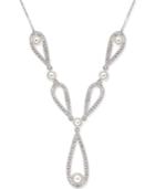 Danori Silver-tone Crystal Pave Teardrop Lariat Necklace