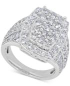 Diamond (3-1/3 Ct. T.w.) Cluster Ring In 14k White Gold