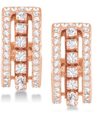 Swarovski Rose Gold-tone Crystal Triple-row Hoop Earrings