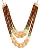 Gold-tone Multi-row Beaded Statement Necklace