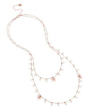 Bcbgeneration Pearl Rose Gold Double Row Layered Long Necklace