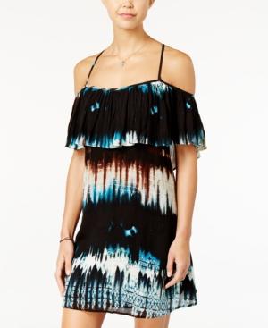 Jessica Simpson Printed Ruffled Cold-shoulder Dress