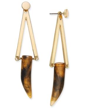 Gold-tone Geometric Horn Linear Drop Earrings