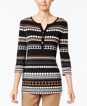 Charter Club Dot-stripe Henley Top, Only At Macy's