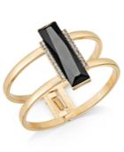 Inc International Concepts Gold-tone Pave & Jet Stone Bar Hinged Bangle Bracelet, Created For Macy's