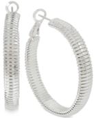 Touch Of Silver Textured Hoop Earring In Silver Plated Brass