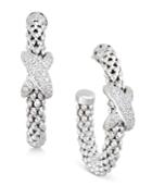 Diamond Crisscross Mesh Hoop Earrings (1/4 Ct. T.w.) In Sterling Silver
