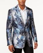 Tallia Men's Slim-fit Blue Silver Floral Sport Coat