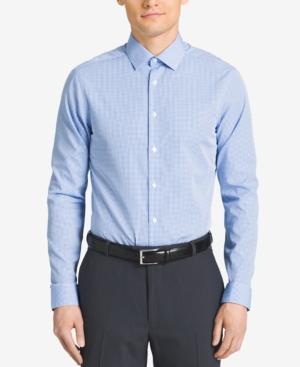 Calvin Klein Steel Men's Slim-fit Non-iron Performance Blue Check Dress Shirt