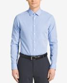 Calvin Klein Steel Men's Slim-fit Non-iron Performance Blue Check Dress Shirt