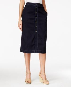 Style & Co Petite Button-down Denim Midi Skirt, Only At Macy's