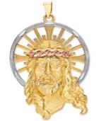Tricolor Christ Pendant In 14k Gold, White Gold & Rose Gold