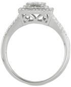 Diamond Square Halo Cluster Engagement Ring (1/2 Ct. T.w.) In 14k White Gold