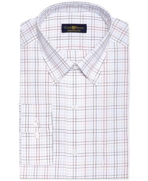 Club Room Estate Wrinkle Resistant Chestnut Check Dress Shirt