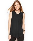 Vince Camuto Sleeveless Front-pleat Blouse