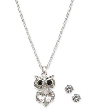 Charter Club Silver-tone Crystal Owl 18 Pendant Necklace & Stud Earrings, Created For Macy's