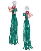 I.n.c. Gold-tone Stone & Beaded Fringe Drop Earrings, Created For Macy's