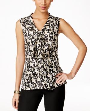 Tahari Asl Printed Sleeveless Tie-front Blouse