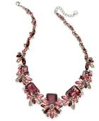 Charter Club Silver-tone Crystal & Stone Flower Statement Necklace, 17 + 2 Extender, Created For Macy's