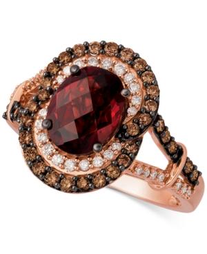 Le Vian Chocolatier Rhodolite Garnet (2-1/3 Ct. T.w.) And Diamond (3/8 Ct. T.w.) Ring In 14k Rose Gold