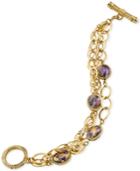 2028 Gold-tone Multi-link Stone Toggle Bracelet