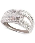 Diamond Intersecting Baguette Ring (1 Ct. T.w.) In 14k White Gold