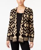 Alfred Dunner Petite Tis The Season Geo-print Cardigan
