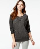 Lucky Lotus By Lucky Brand Embroidered Cutout-detail Sweatshirt
