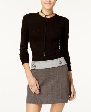 Bcx Juniors' Drop-waist Colorblocked Sweater Dress