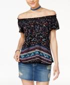 Self E Juniors' Crochet-trim Off-the-shoulder Peasant Top