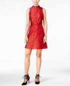 Kensie Printed Mock-neck A-line Dress