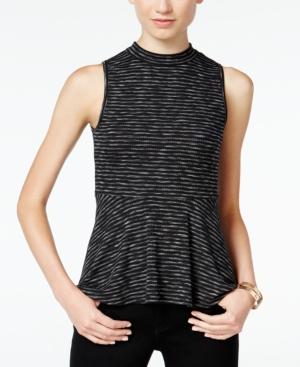 Bcx Juniors' Striped Rib-knit Peplum Top
