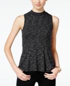 Bcx Juniors' Striped Rib-knit Peplum Top