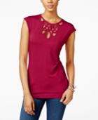 Inc International Concepts Cutout Cap-sleeve Top, Only At Macy's