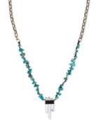 The Sak Gold-tone Turquoise Beaded Crystal Pendant Necklace